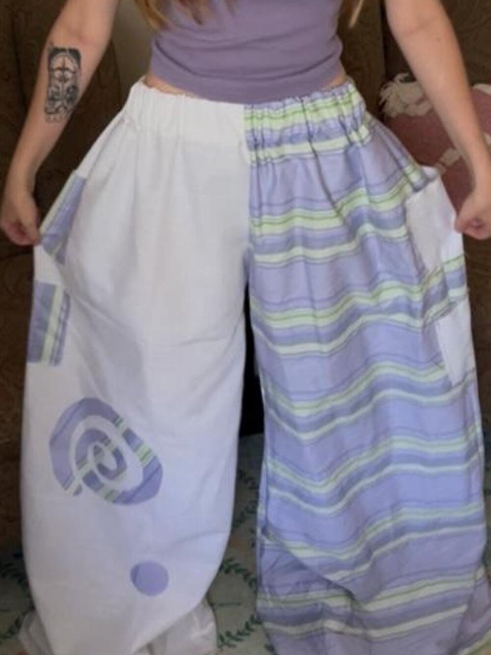 One-of-One Lavender Stripe Patchwork Pants